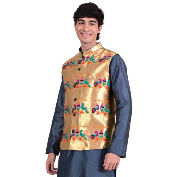 Kanira Paithani jacket for Mens Parrot Peacock