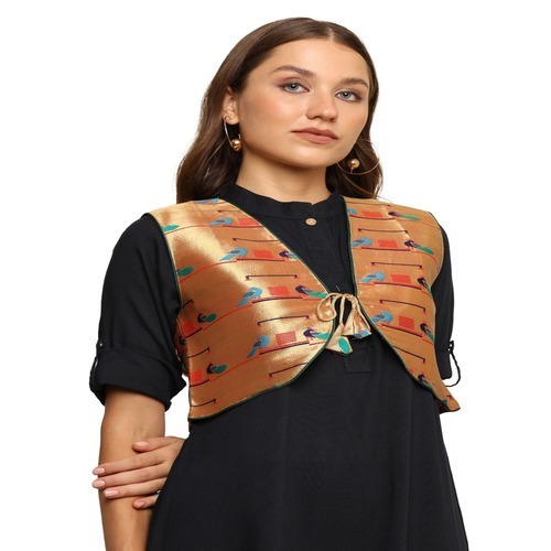 Kanira Paithani jacket for Womens Double Peacock
