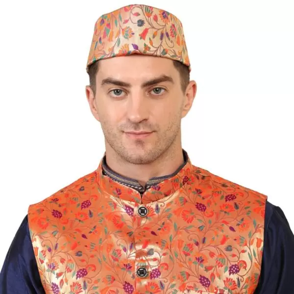 Kanira Paithani Topi for Men - Small Peacock

