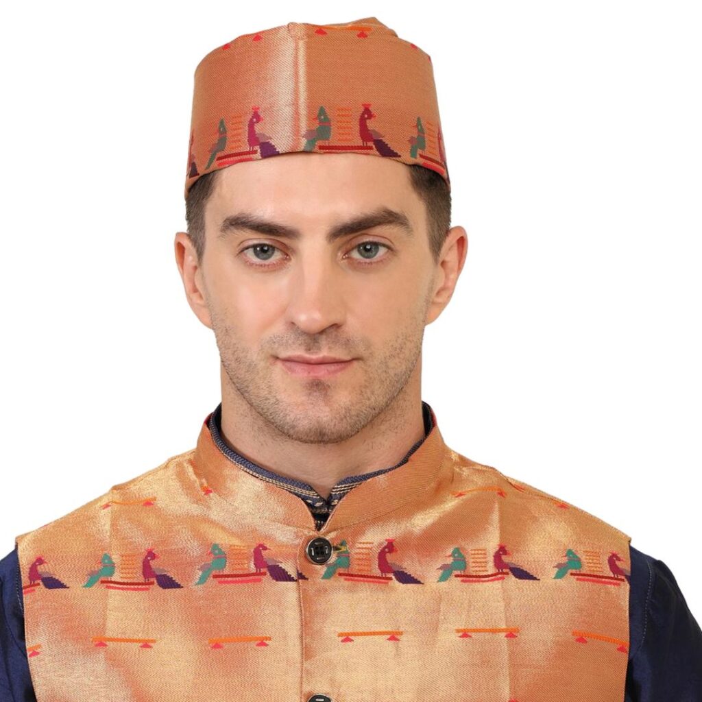 Kanira Paithani Topi for Mens Jodi Peacock