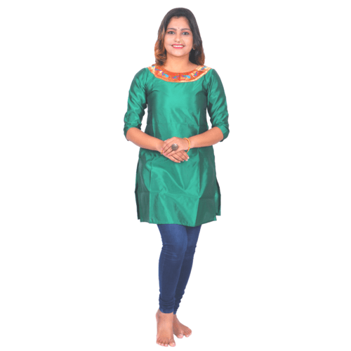 Kanira Aakaar Green Paithani Kurti, Office Wear Peacock Design
