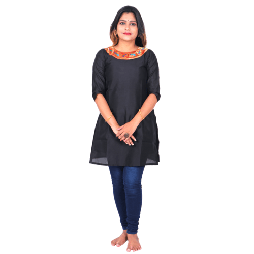 Kanira Aakaar Black Paithani Kurti, Office Wear Peacock Design