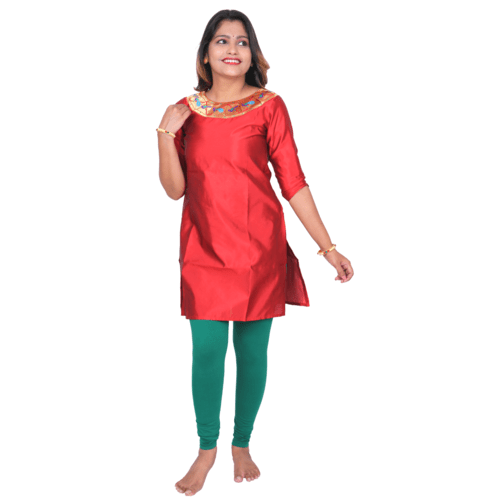 Kanira Aakaar Red Paithani Kurti, Office Wear Peacock Design