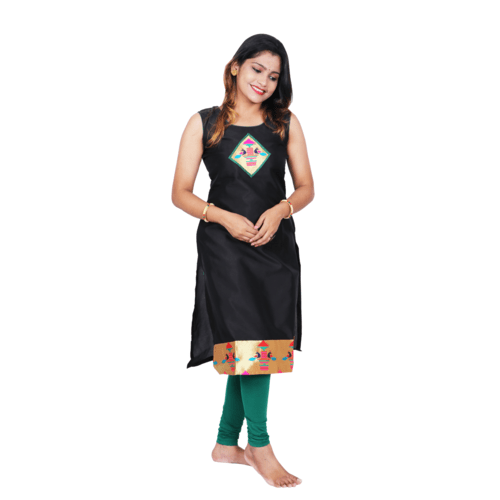 Kanira Diamond Black Paithani Kurti, Office Wear Peacock Design
