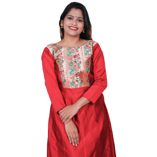 Kanira Garima Red Paithani Kurti, Office Wear Peacock Design
