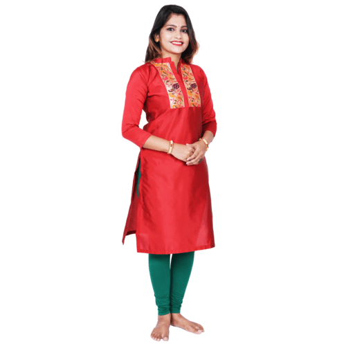 Kanira Enaira Red Paithani Kurti, Office Wear Peacock Design