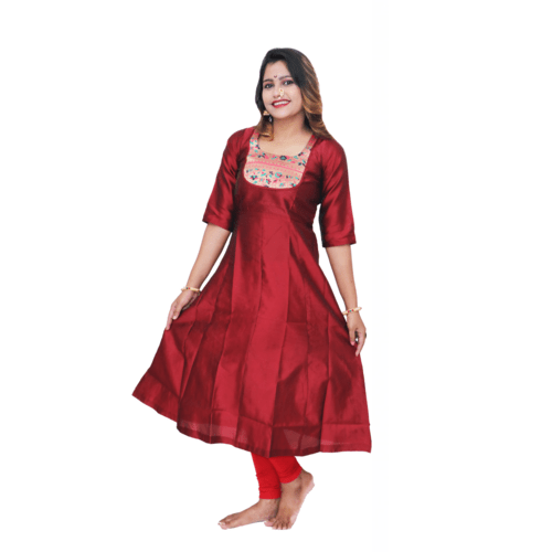 Kanira Baani Maroon Paithani Kurti, Office Wear Peacock Design