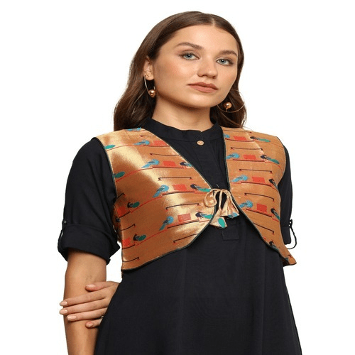 Kanira Paithani jacket for Womens Double Peacock
