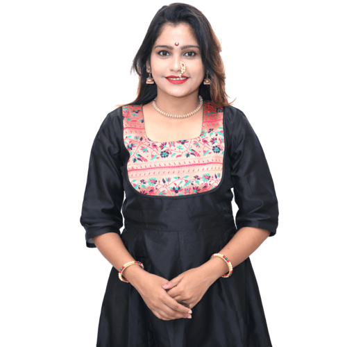 Kanira Baani Black Paithani Kurti, Office Wear Peacock Design