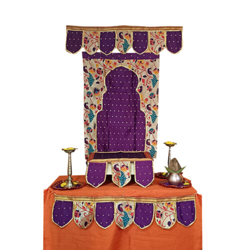 Paithani Gate Style Backdrop for Ganesh Chaturthi – Purple