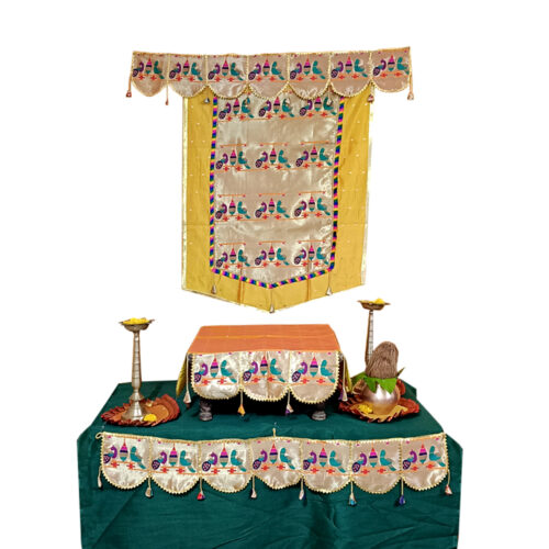 Paithani Parrot-Peacock Backdrop for Ganesh Chaturthi – Mango