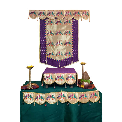 Paithani Parrot-Peacock Backdrop for Ganesh Chaturthi – Purple