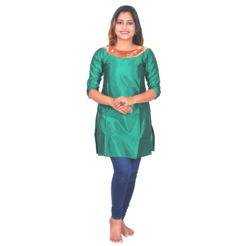 Kanira Aakaar Green Paithani Kurti, Office Wear Peacock Design