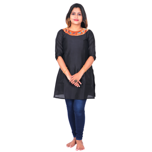 Kanira Aakaar Black Paithani Kurti, Office Wear Peacock Design