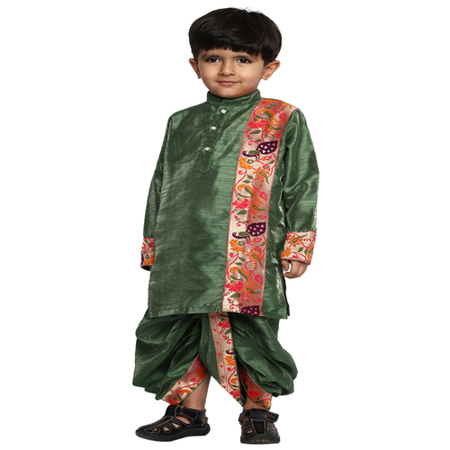 Kanira Jr Evan Mehndi Mehndi Paithani dhoti kurta for boys