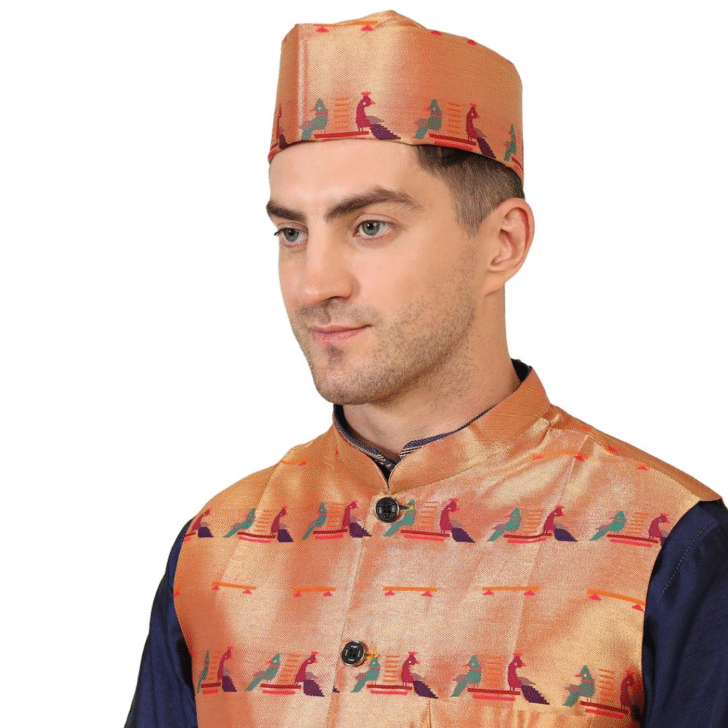 Kanira Paithani Topi for Mens Jodi Peacock