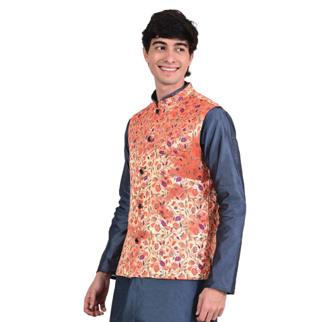 Kanira Paithani jacket for Mens Small Peacock