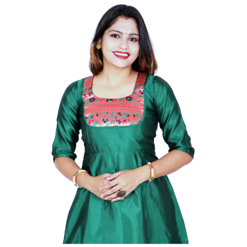 Kanira Baani Green Paithani Kurti, Office Wear Peacock Design