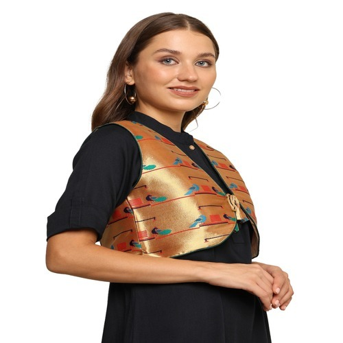 Kanira Paithani jacket for Womens Double Peacock