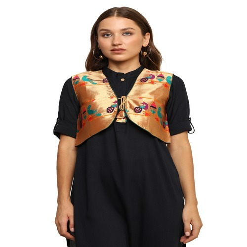 Kanira Paithani jacket for Womens Parrot Peacock