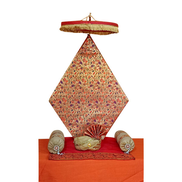 Paithani Modak-Shaped Backdrop for Ganesh Chaturthi – Traditional Diamond Design