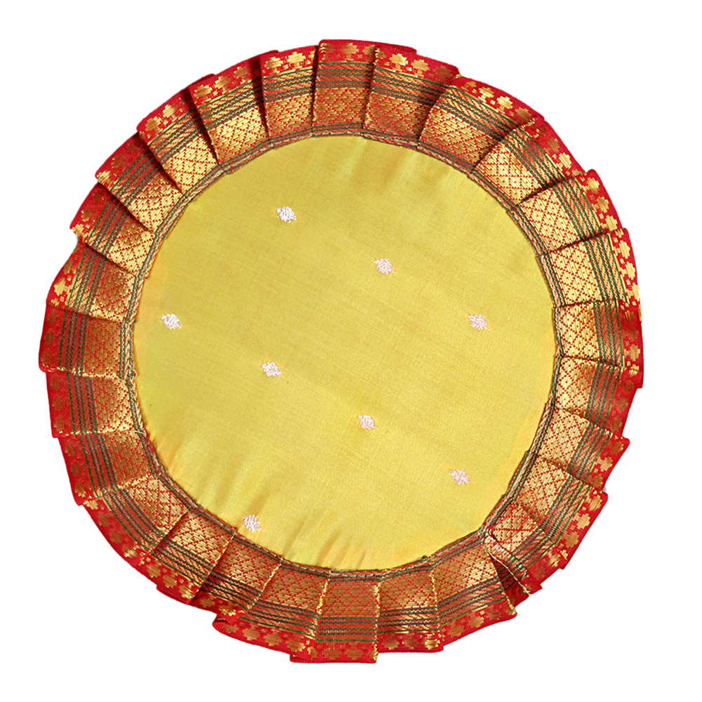 Paithani Samai/Kalash Asan for Ganesh Chaturthi – Round Pooja Mat (7 Inch, Multiple Colors)