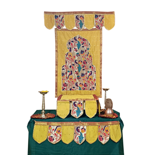 Paithani Temple Pattern Backdrop for Ganesh Chaturthi – Mango