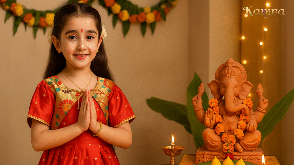 How to Style Your Little One in a Paithani Frock for Ganesh Chaturthi 2025