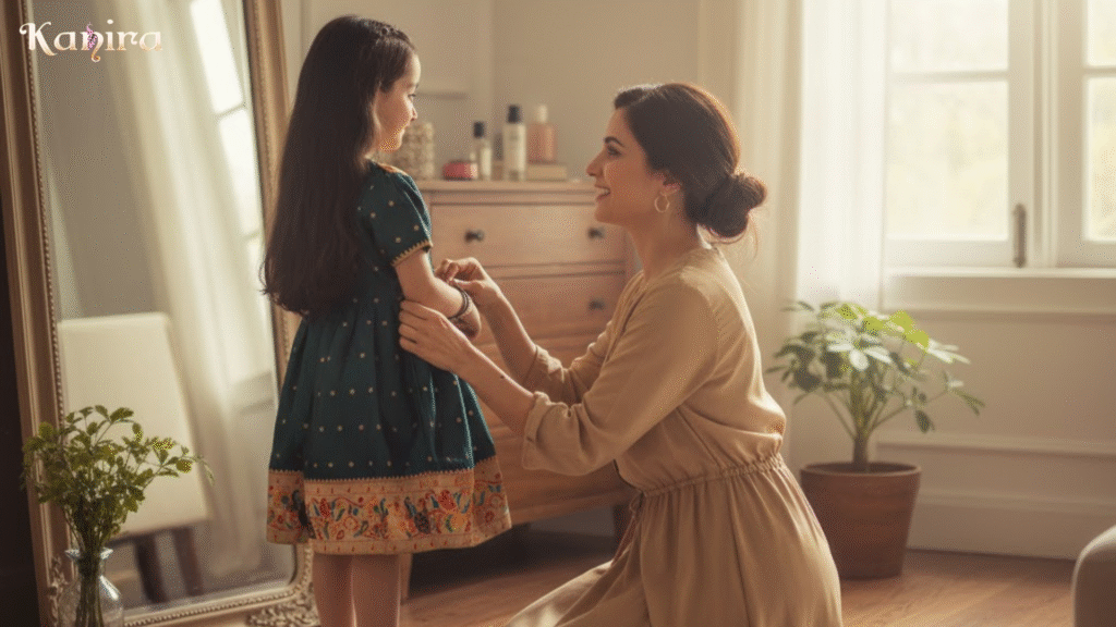 Why Moms Love Dressing Their Daughters in Paithani Frocks