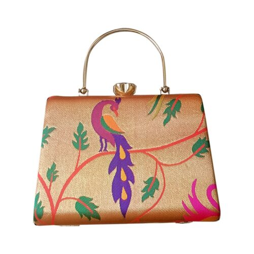 Exclusive Golden Paithani Clutch – Elegance with a Regal Touch
