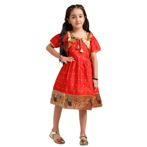 paithani baby frock